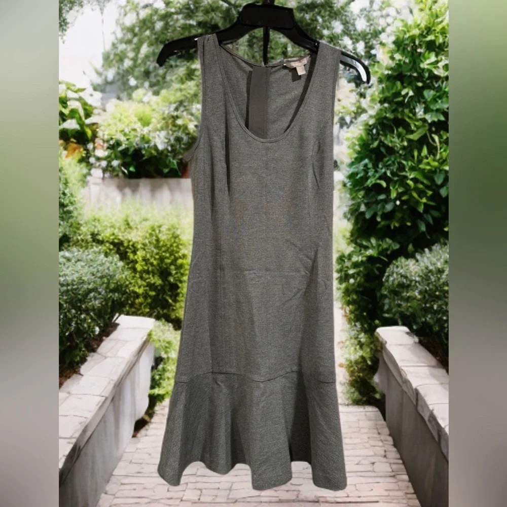 Banana Republic Gray Sleeveless Fitted & Flare Drop Waist Mini Dress Size 0